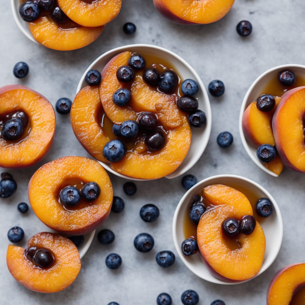Caramel Poached Peaches with Blueberries