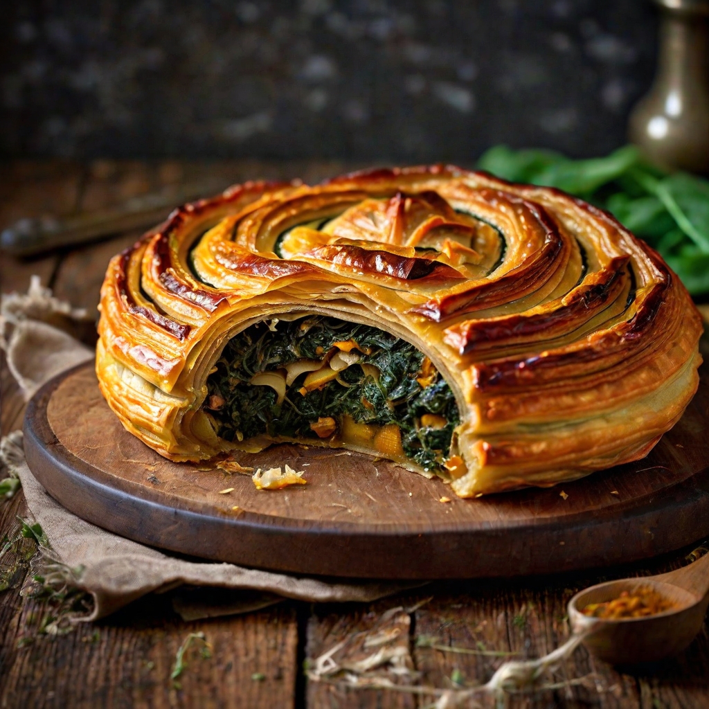 Caramelised Onion, Squash & Spinach Pithivier