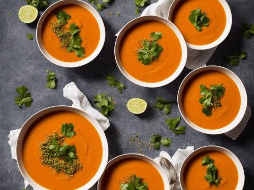 Carrot Soup with Chilli Coriander Pesto