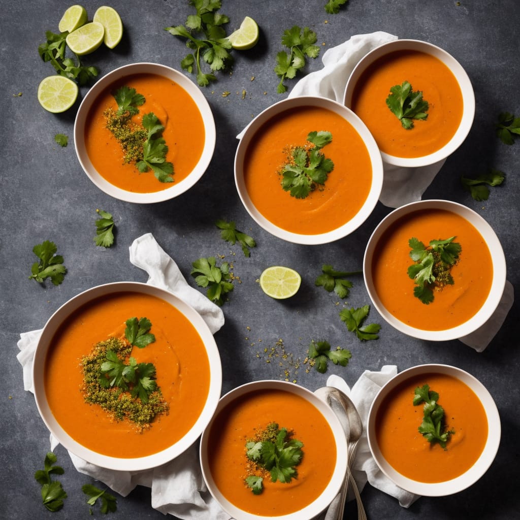 Carrot Soup with Chilli Coriander Pesto