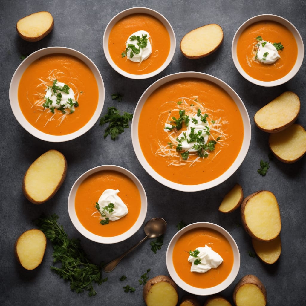 Carrot Soup with Potatoes and Cream