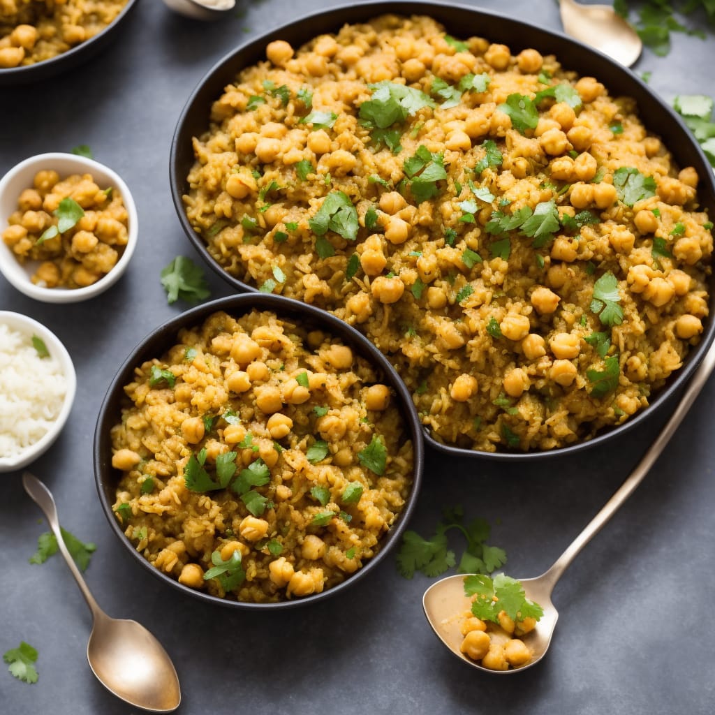 Cauliflower & Cashew Pilaf with Chickpea Curry