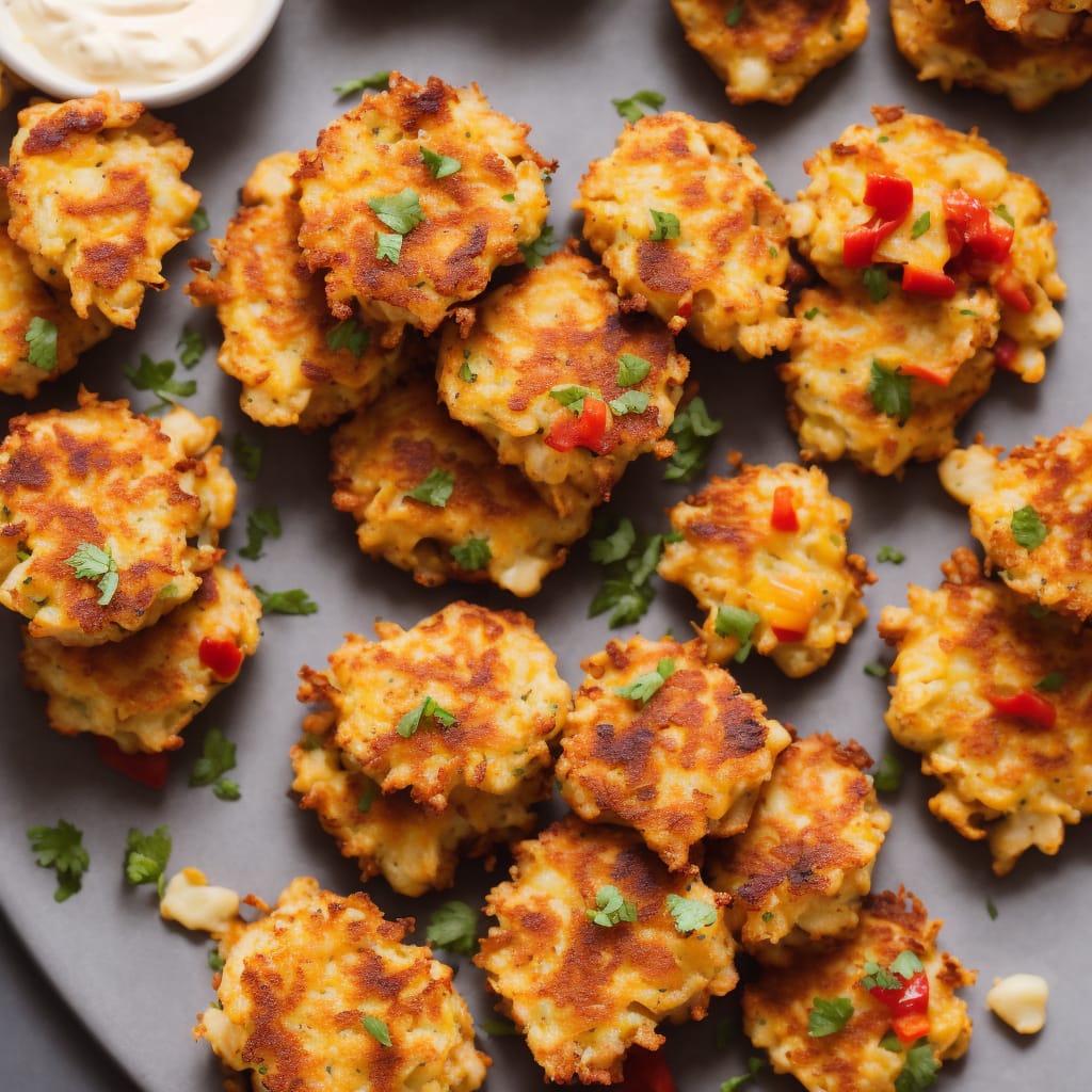 Cauliflower & Cheese Fritters with Warm Pepper Relish Recipe