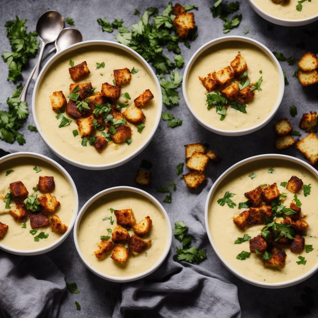 Cauliflower Soup with Chorizo and Garlic Croutons