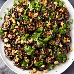 Charred Aubergine Salad with Sugar-Spice Onions