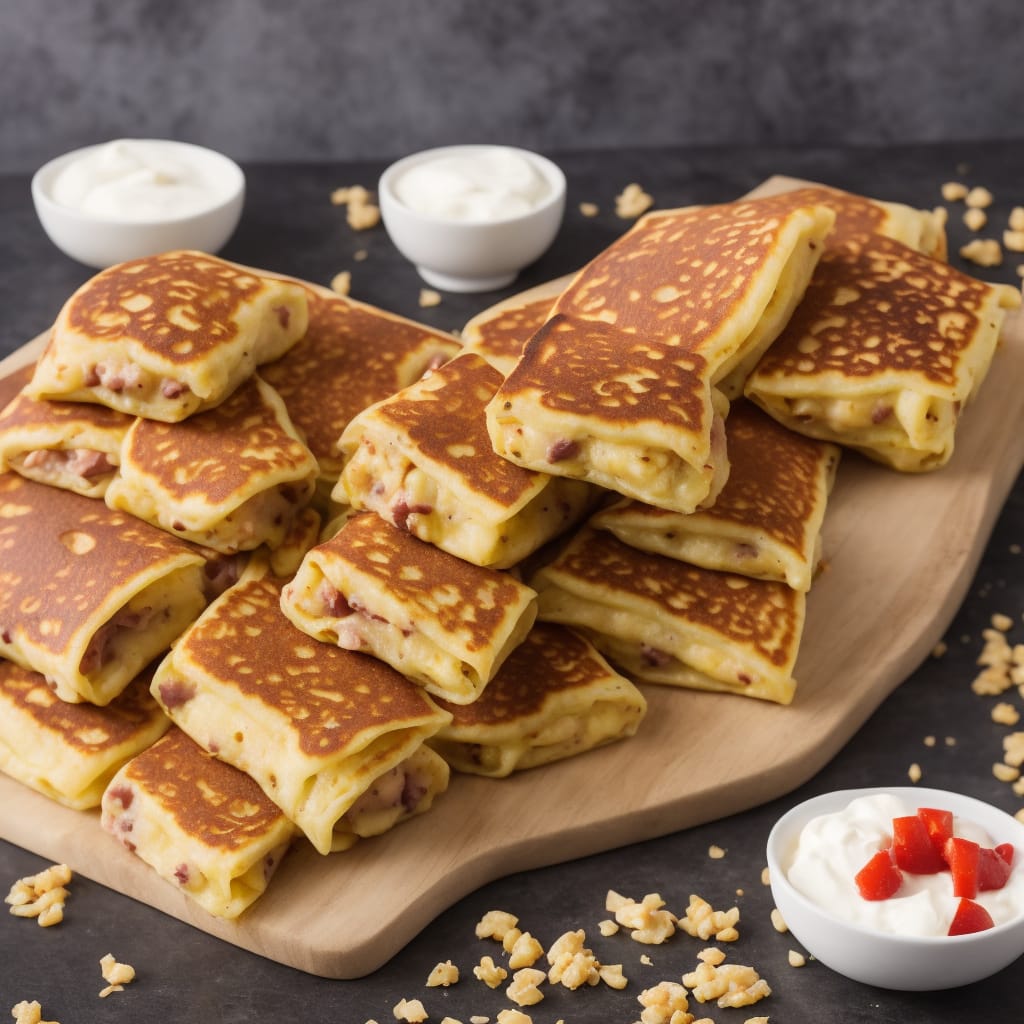 Cheese & Ham Pancake Roll-Ups