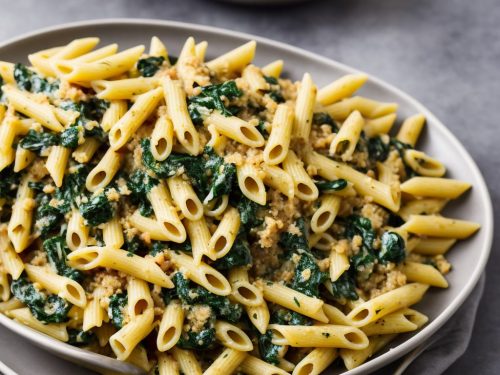 Cheese & Spinach Penne with Walnut Crumble
