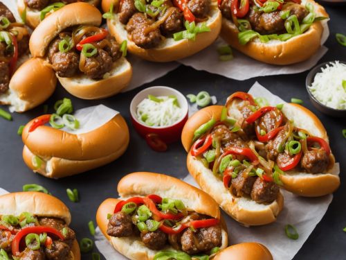 Cheeseburger Hot Dogs with Sticky Sweet & Sour Onions