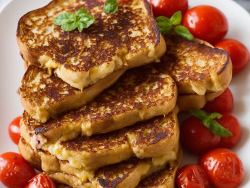 Cheesy French Toast with Ham & Grilled Vine Tomatoes