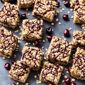 Cherry Oat Squares with Chocolate Drizzle