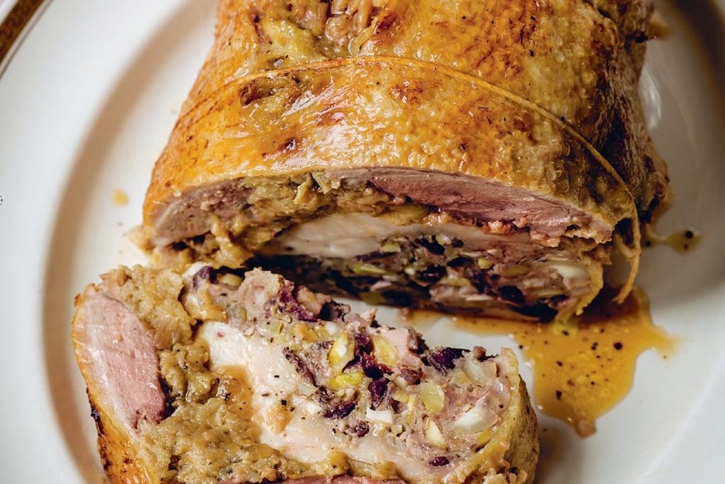Chestnut & Wild Mushroom Stuffed ThreeBird Roast Recipe