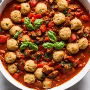 Chicken Arrabbiata Stew & Parmesan Dumplings