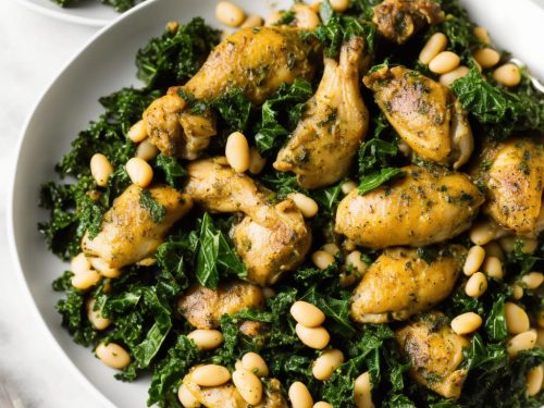 Chicken Legs with Pesto, Butter Beans & Kale
