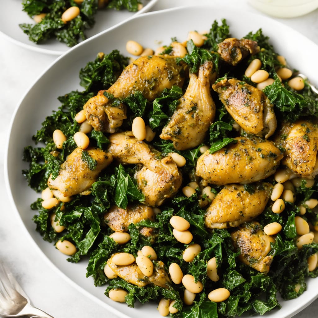 Chicken Legs with Pesto, Butter Beans & Kale