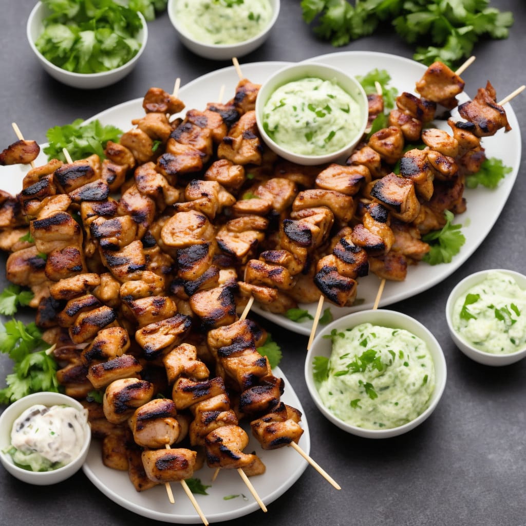 Chicken Skewers with Cucumber & Shallot Dip