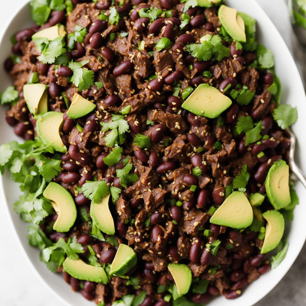 Chilli Beef with Black Bean and Avocado Salad