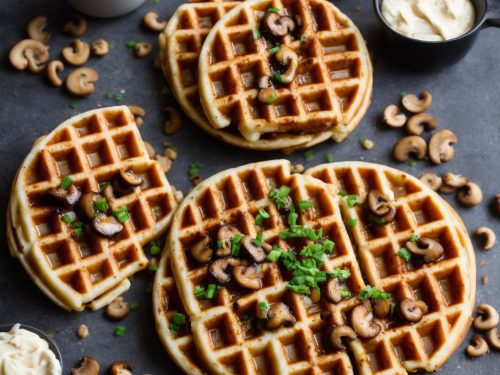 Chive Waffles with Maple & Soy Mushrooms