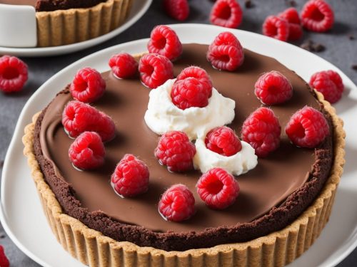Chocolate Tart with Crème Fraîche & Raspberries