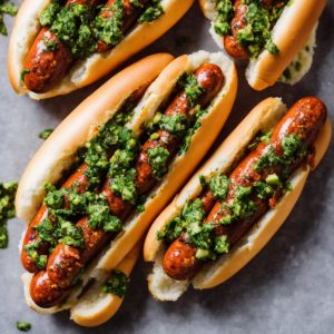 Chorizo Hot Dogs with Chimichurri