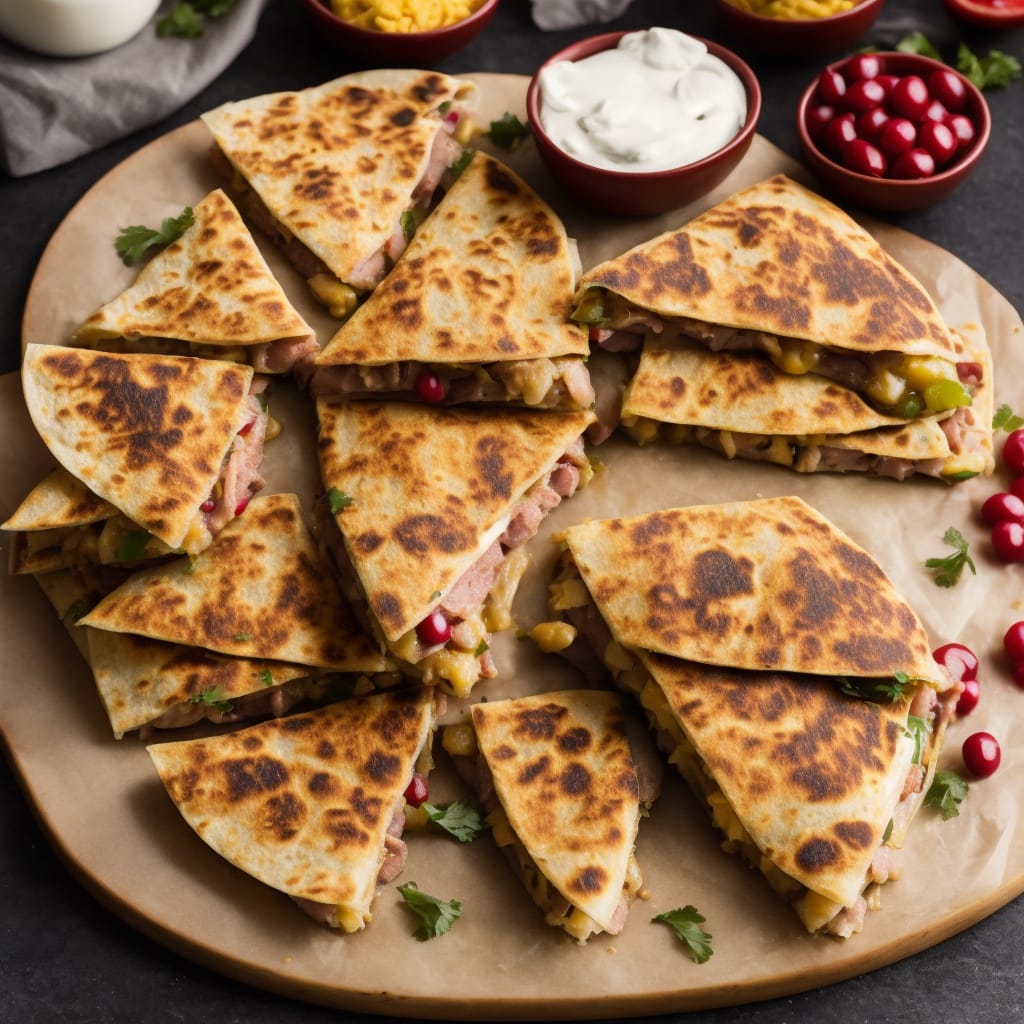 Christmas Ham Quesadilla with Sweet Pickled Onions
