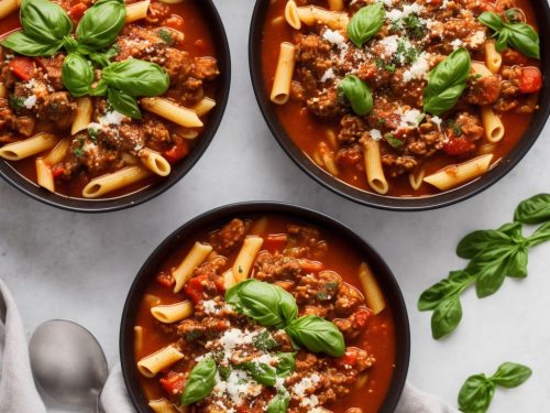 Chunky Bolognese Soup with Penne