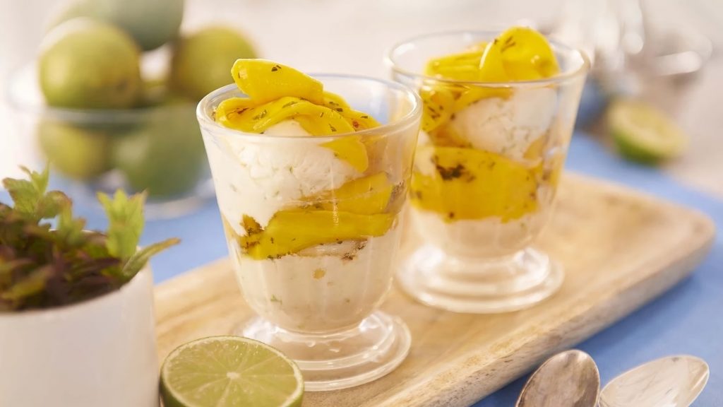 Coconut Creams with Mango & Lime