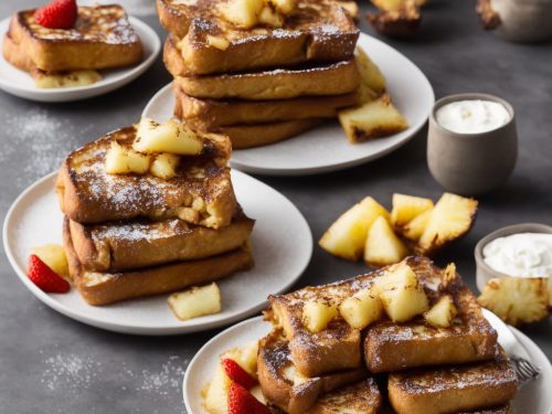 Coconut French Toast with Spiced Roasted Pineapple