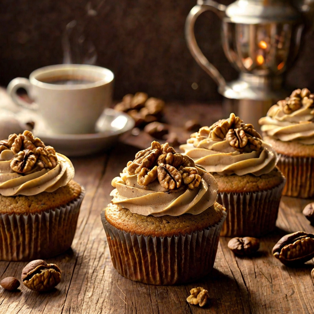Coffee Cream & Walnut Cupcakes