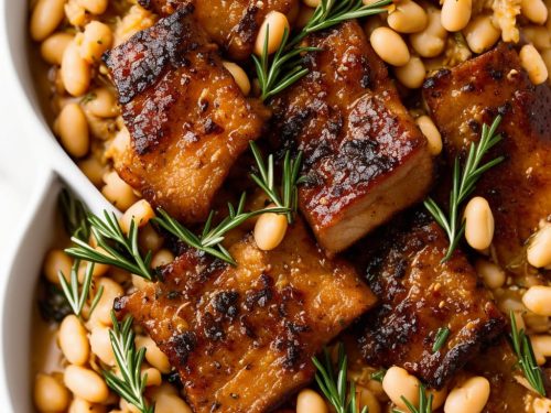 Confit Pork Belly with Cannellini Beans & Rosemary