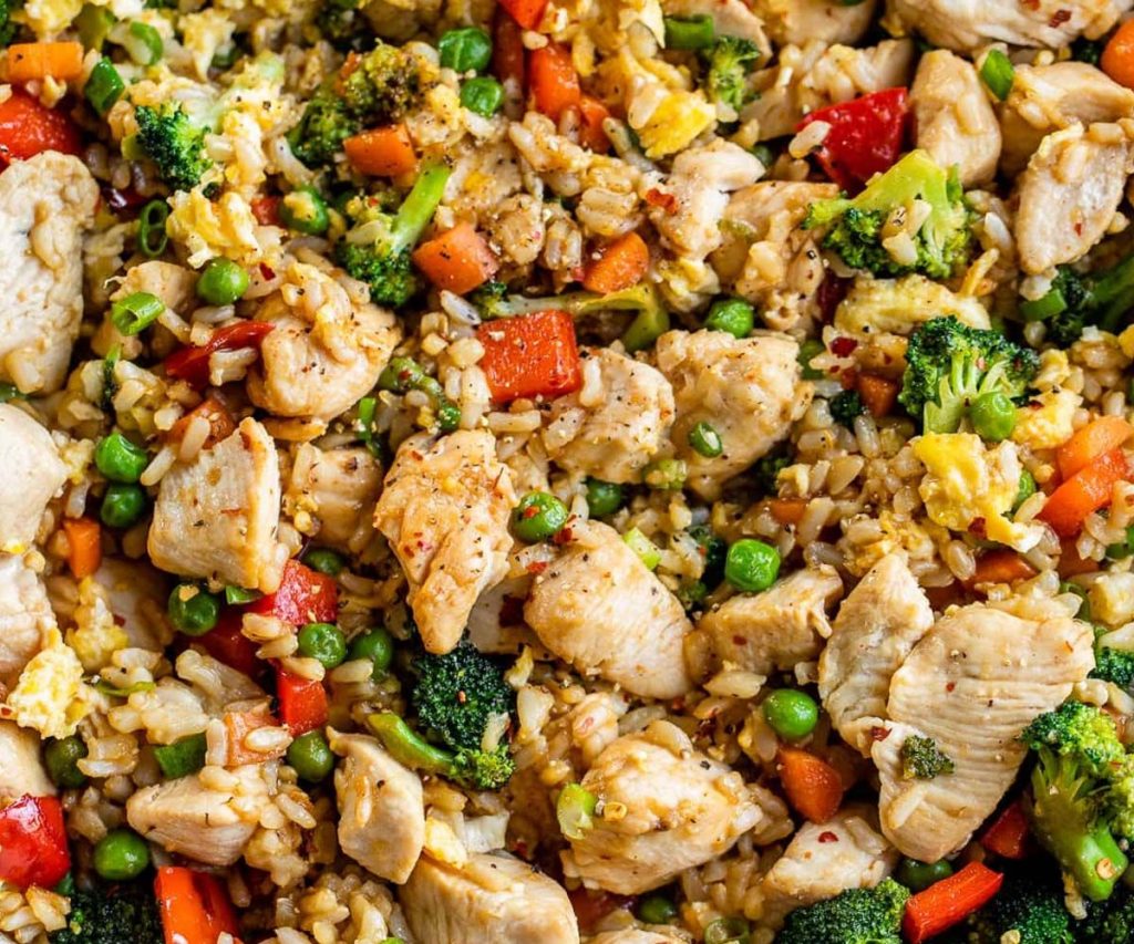 Coriander Chicken with Rice & Spiced Vegetables Recipe