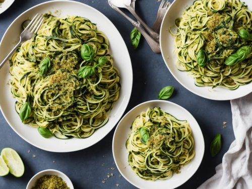 Courgette & Basil Pasta with Pesto Crumbs