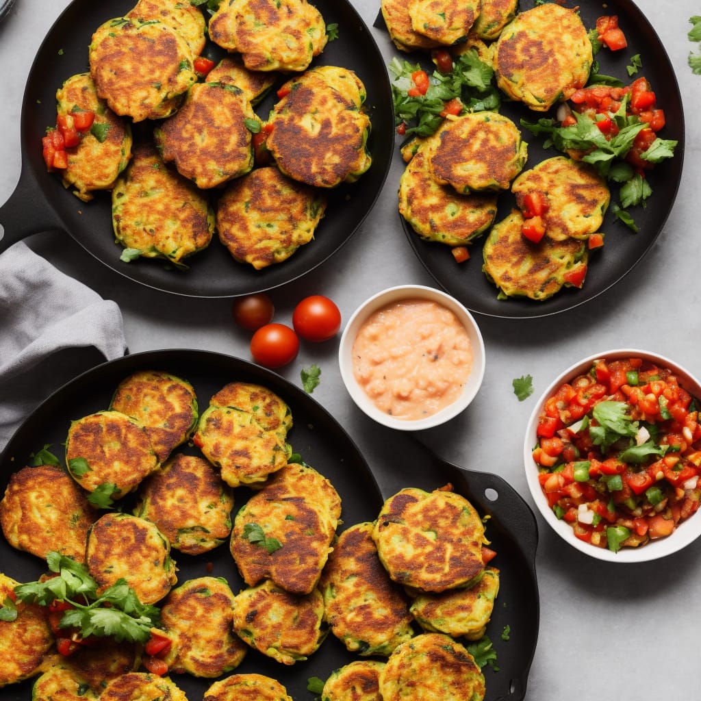 Courgetti fritters with tomato salsa