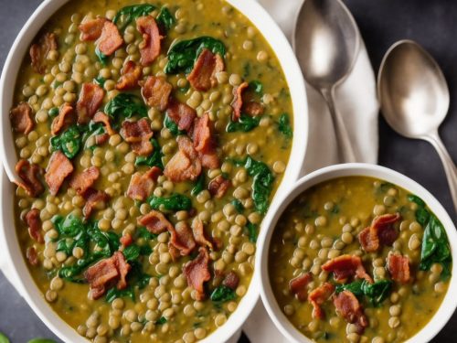 Creamy Lentil & Spinach Soup with Bacon