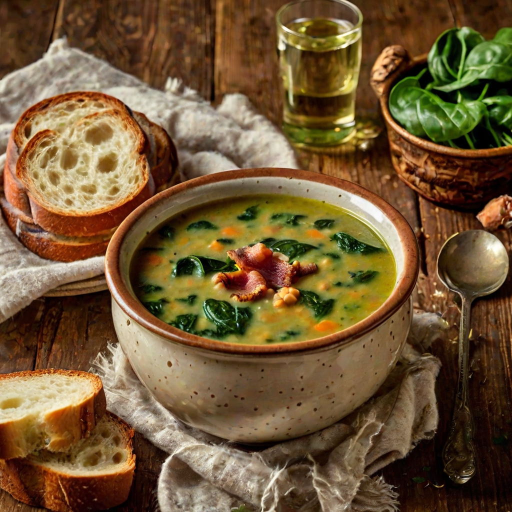 Creamy Lentil & Spinach Soup with Bacon