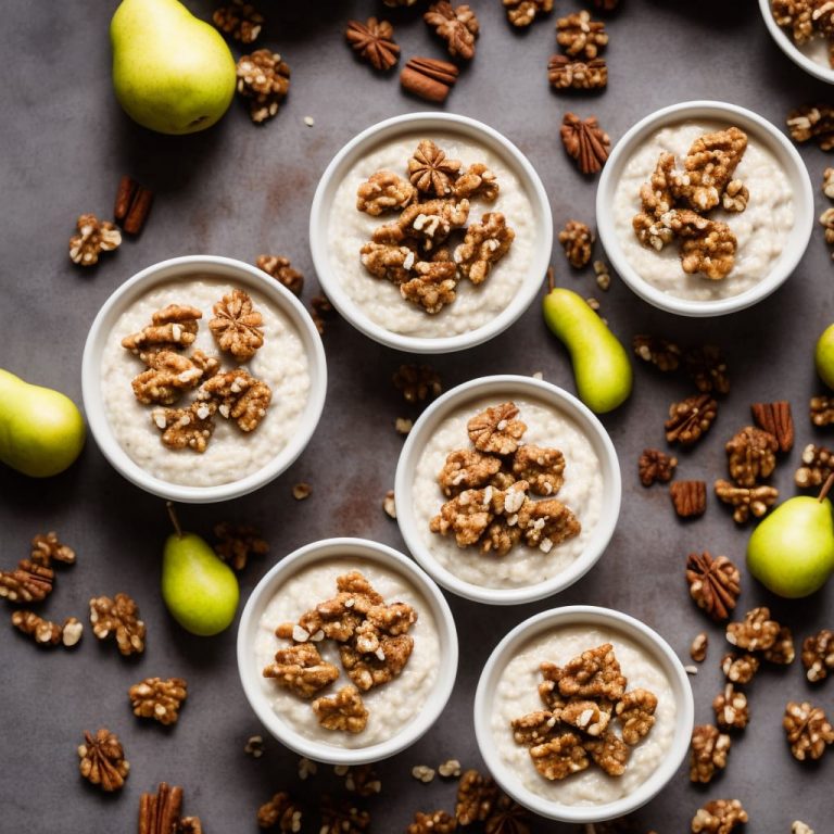 Creamy Yogurt Porridge with Pear, Walnut & Cinnamon Topping Recipe