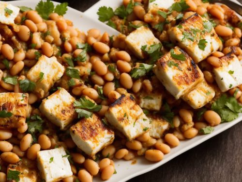 Crispy Grilled Feta with Saucy Butter Beans