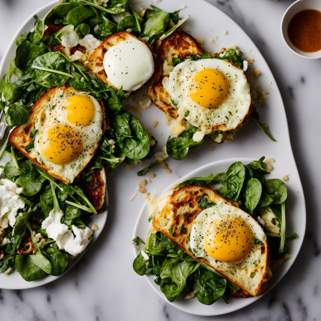 Croque Madame with Spinach Salad