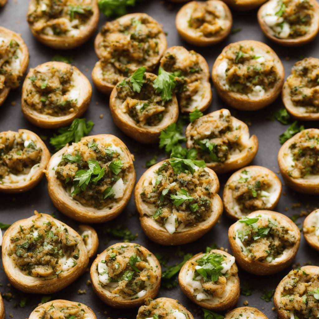 Crunchy Pesto & Mozzarella Baked Mushrooms