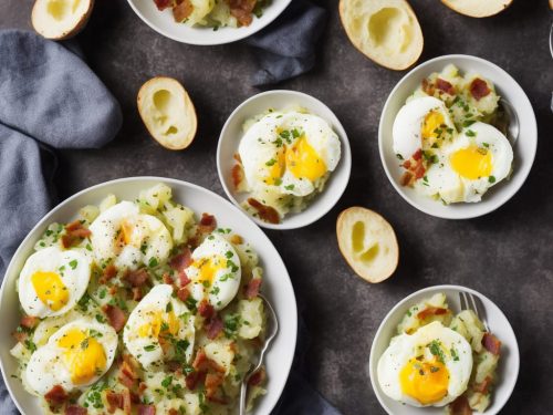 Crushed Potato Colcannon with Bacon & Poached Eggs
