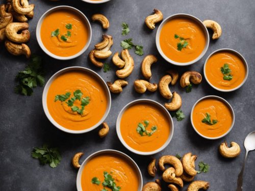 Curried Carrot Soup with Cashew & Coriander Salsa