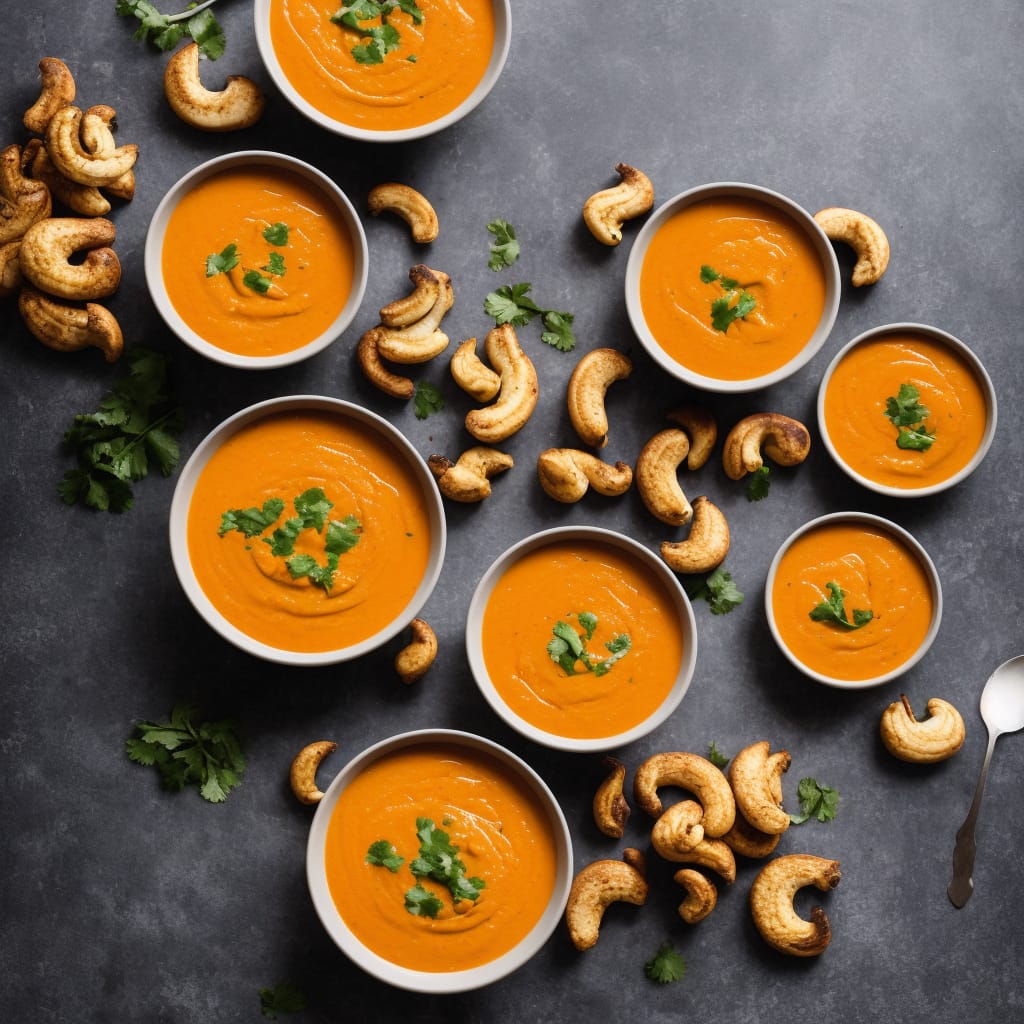 Curried Carrot Soup with Cashew & Coriander Salsa