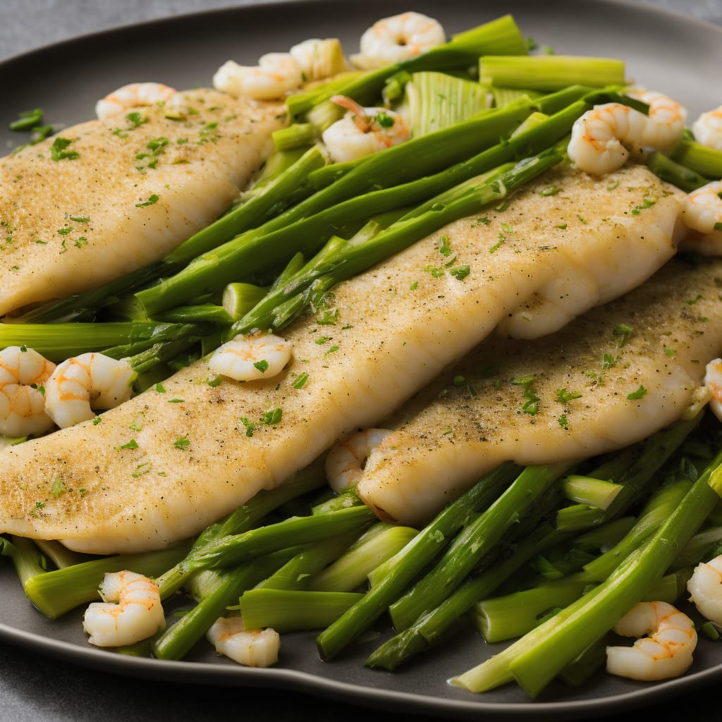 Dover sole with buttered leeks & shrimps
