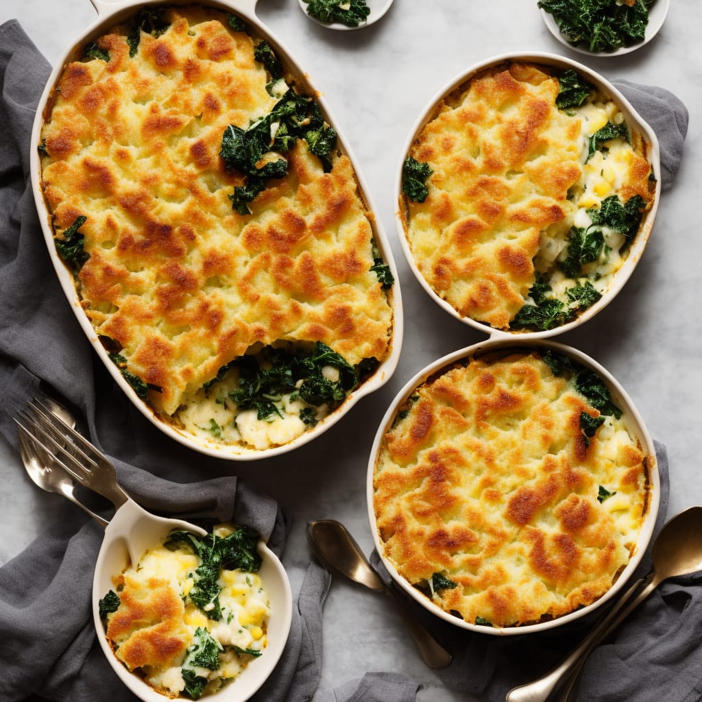 Easy-to-scale cheesy fish pie with kale