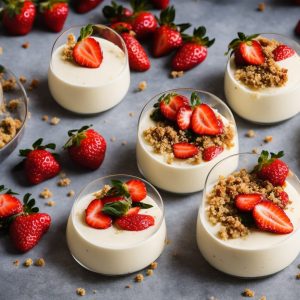 Elderflower Panna Cotta with Strawberries & Brown Butter Crumble