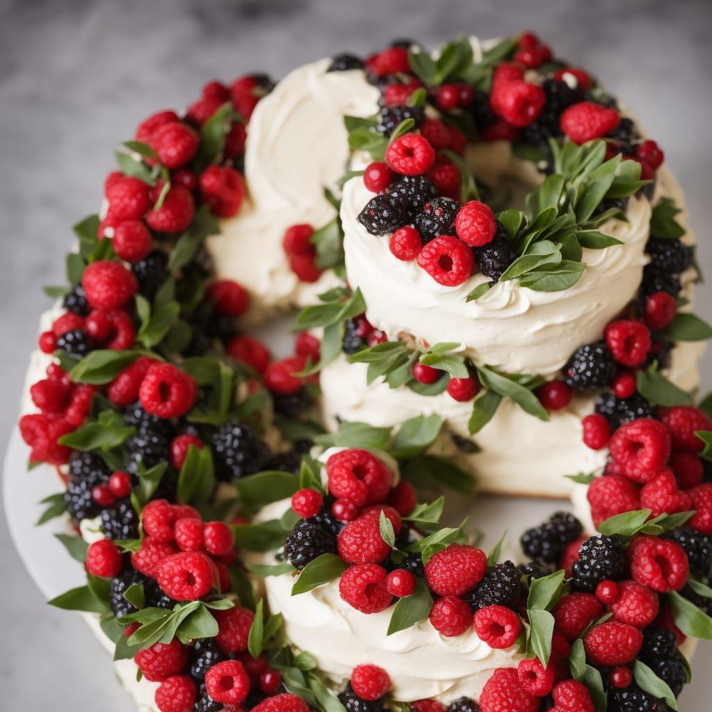 Elegant Berry Wreath Cake
