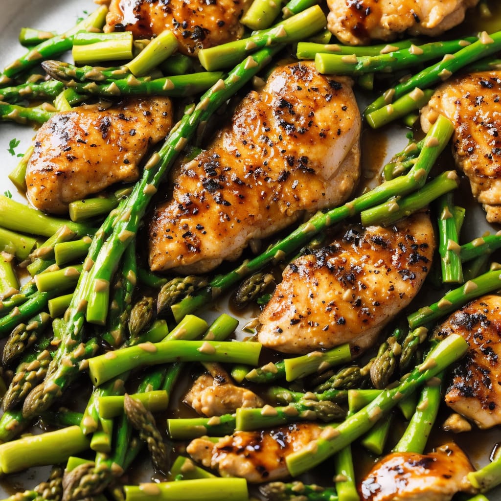 Flambéed Chicken with Asparagus