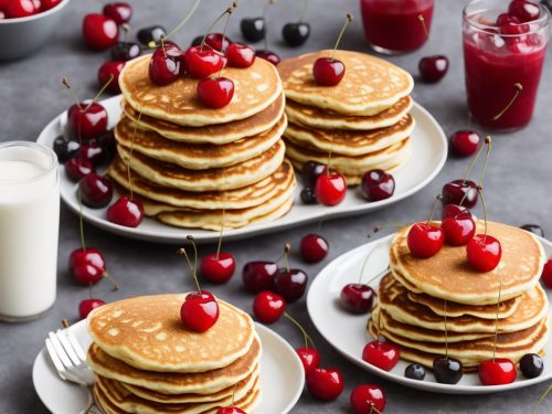 Fluffy American Pancakes with Cherry Berry Syrup