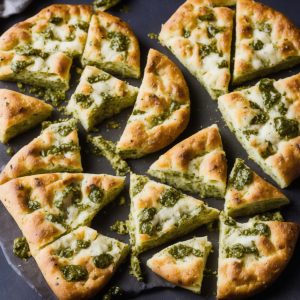Focaccia with Pesto & Mozzarella
