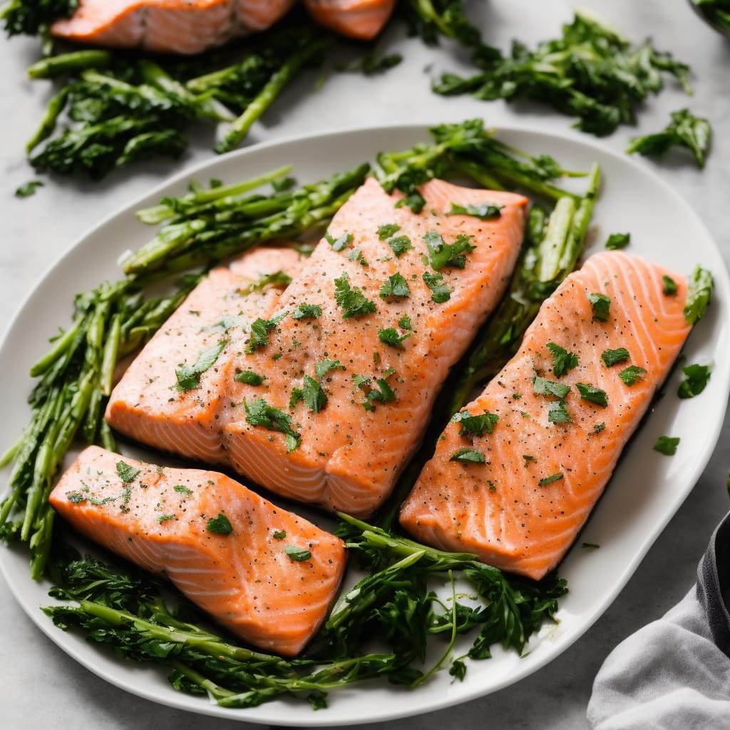Foil-poached salmon with herby mayo