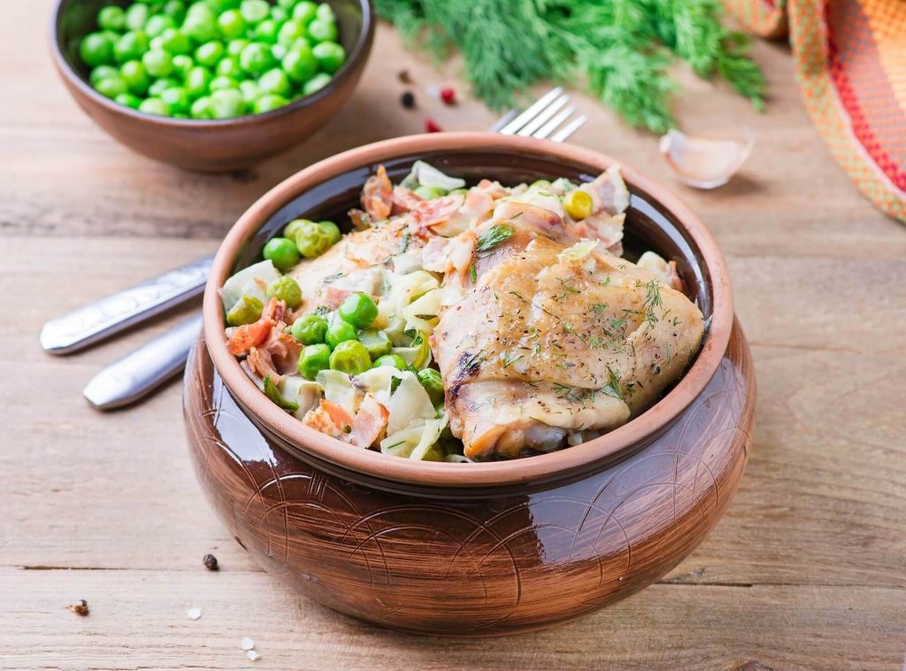 French-style Chicken with Peas & Bacon